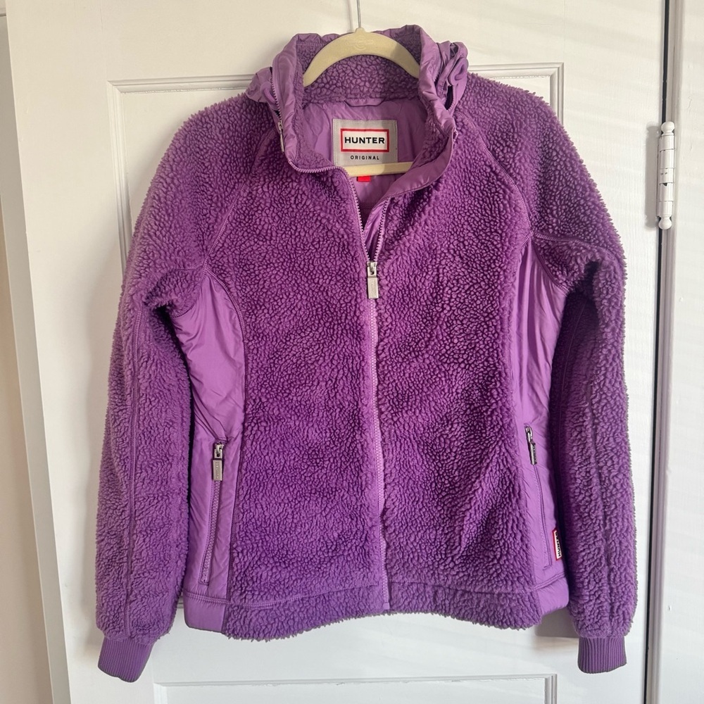 HUNTER Original Midlayer Fleece Sherpa Purple Women's Med Full Zip Jacket Hoodie